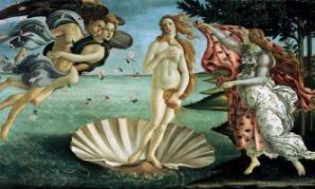 2604 | Botticelli - Vénus - Mondialement connu, la Naissance de Vénus par Boticelli. Oeuvre initiée par une commande de Lorenzo de Medicis, elle s'avère d'un style largement païen pour l'époque, les personnages représentant tous des dieux grecs : Vénus, Eole, la déesse des saisons Horae. Peinte entre 1482-1486.