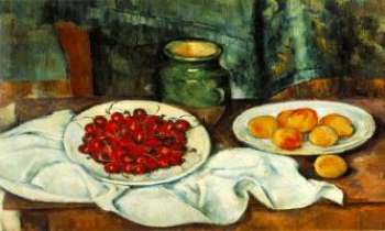 3049 | Cézanne - Nature morte - Une des nombreuses natures mortes de Cézanne. Très particulières, un style
détaché, tout devient objet, pour le regard. 
