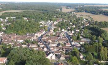 11204 | Village vu du ciel - village de campagne vu du ciel lors d'un voyage en montgolfière