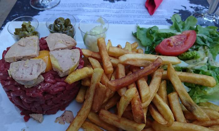 puzzle Plat, Steak tartare, foie gras, frites