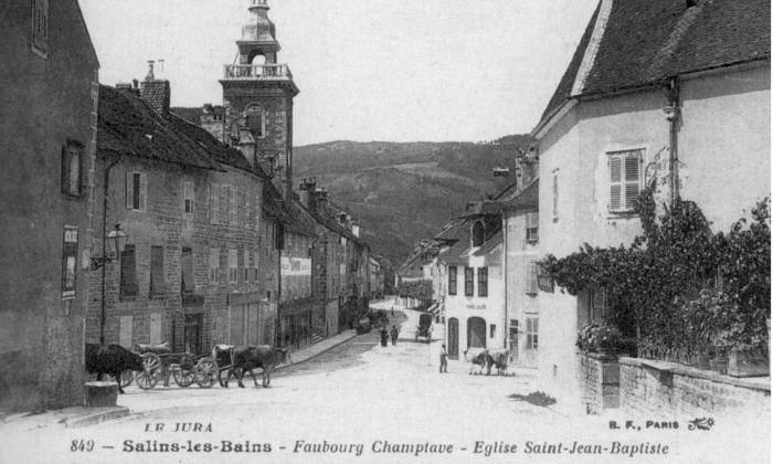 puzzle vieille carte postale, Vieille carte postale de Salins les bains dans le Jura